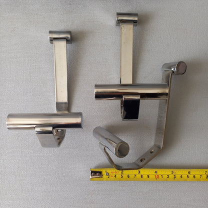 Set of 6 French vintage mid-century coat and hat hooks made from polished metal that can be simply fitted to your wall using the mounting holes.
