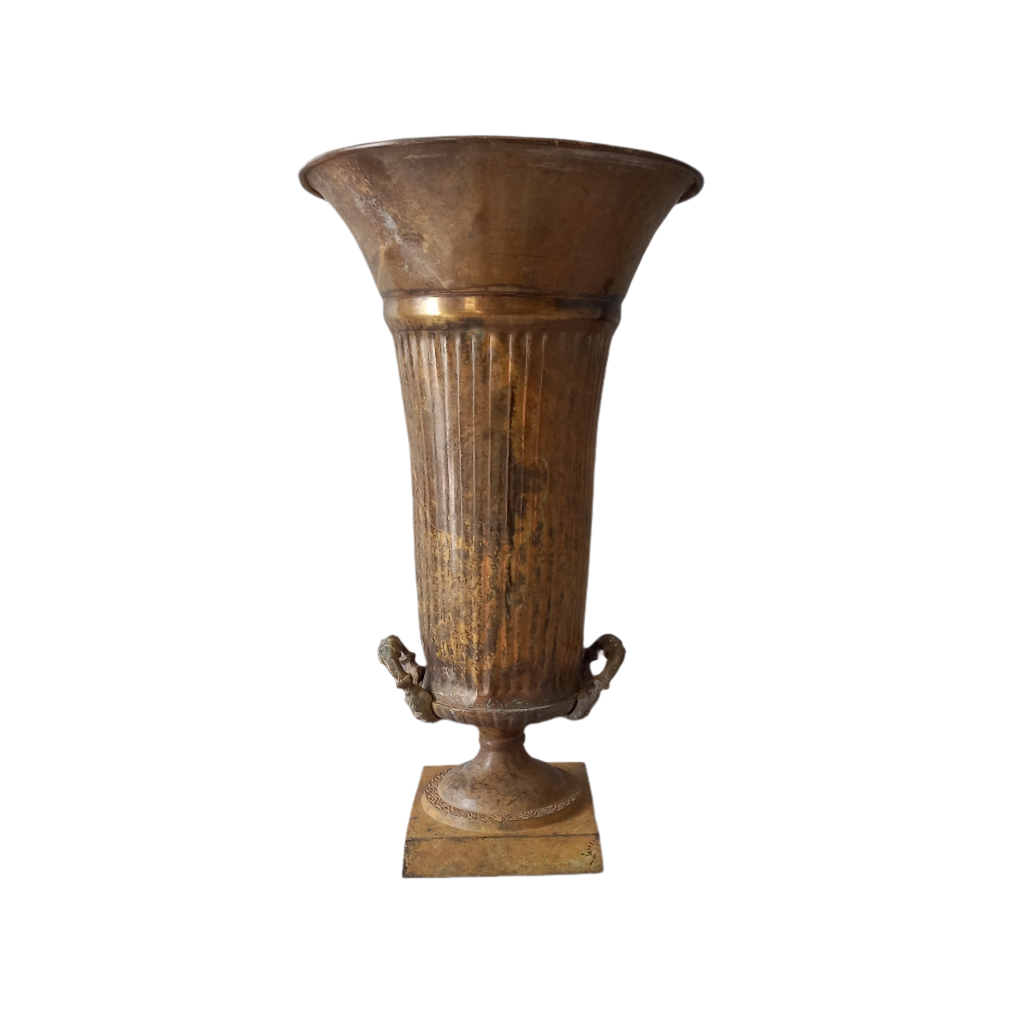 LARGE French antique art nouveau metal vase urn, decorative umbrella stand