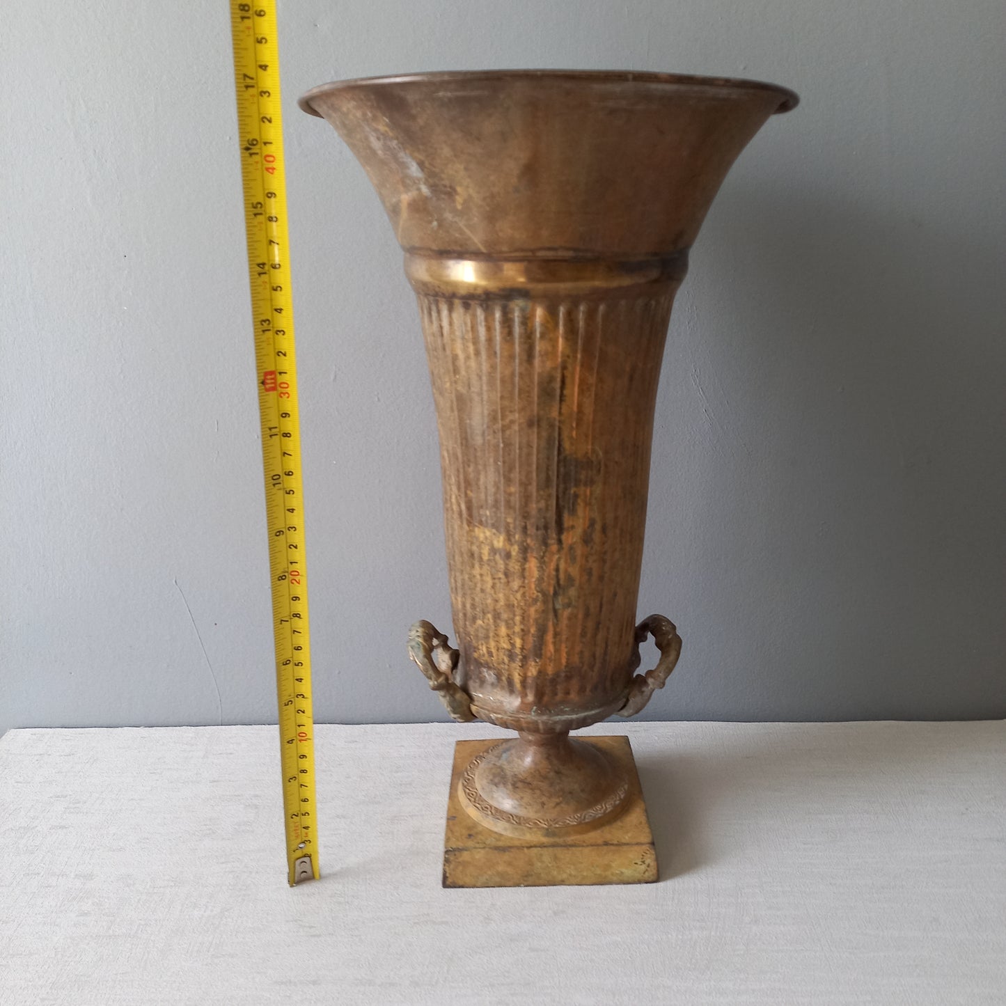 LARGE French antique art nouveau metal vase urn, decorative umbrella stand