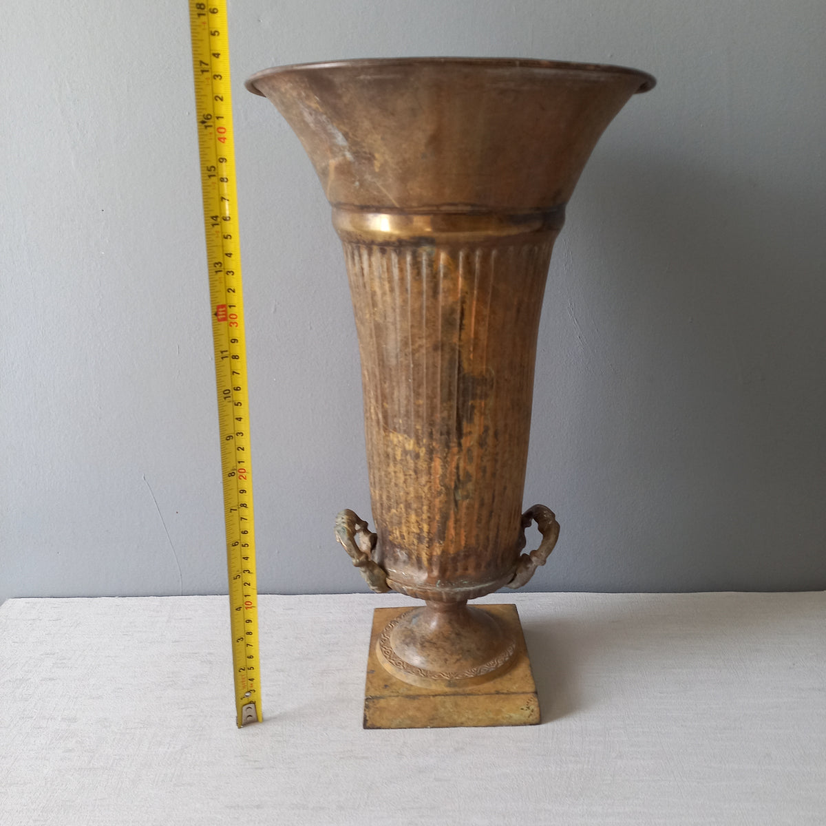LARGE French antique art nouveau metal vase urn, decorative umbrella stand