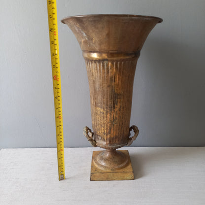 LARGE French antique art nouveau metal vase urn, decorative umbrella stand