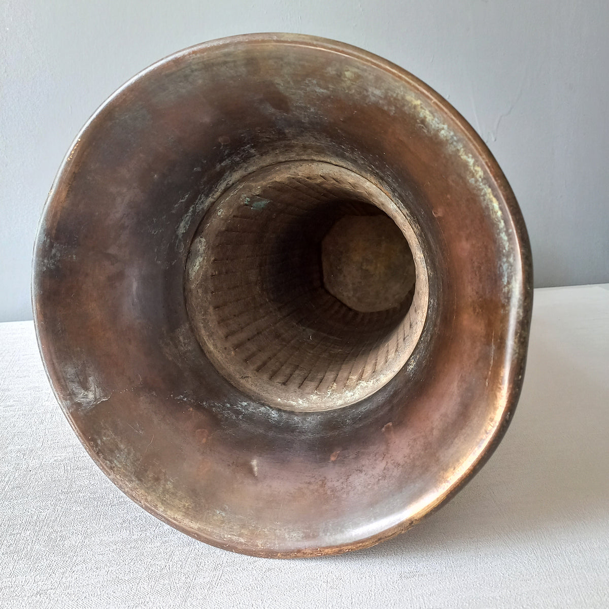 LARGE French antique art nouveau metal vase urn, decorative umbrella stand