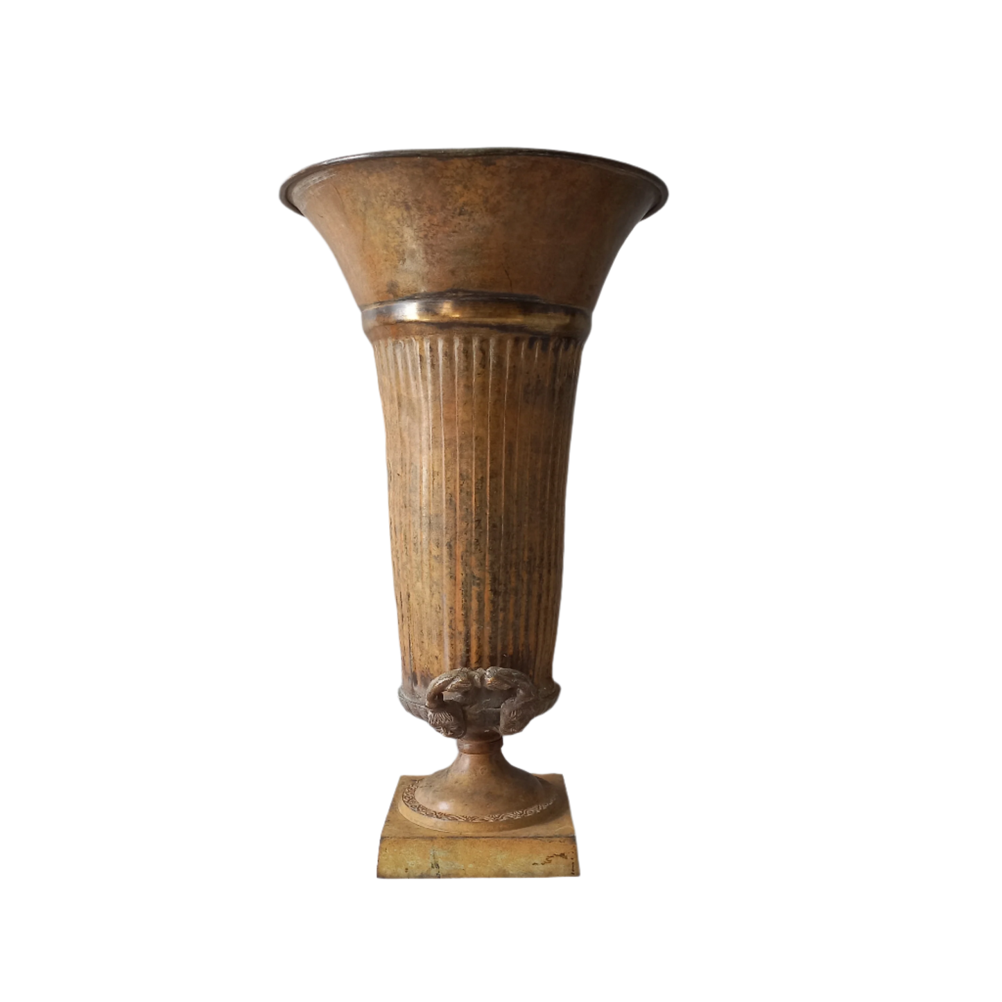 LARGE French antique art nouveau metal vase urn, decorative umbrella stand