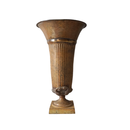 LARGE French antique art nouveau metal vase urn, decorative umbrella stand