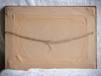 Antique Charcoal Landscape In Gold Frame, Trees and River