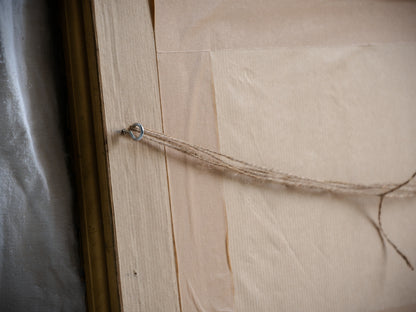 Antique Charcoal Landscape In Gold Frame, Trees and River