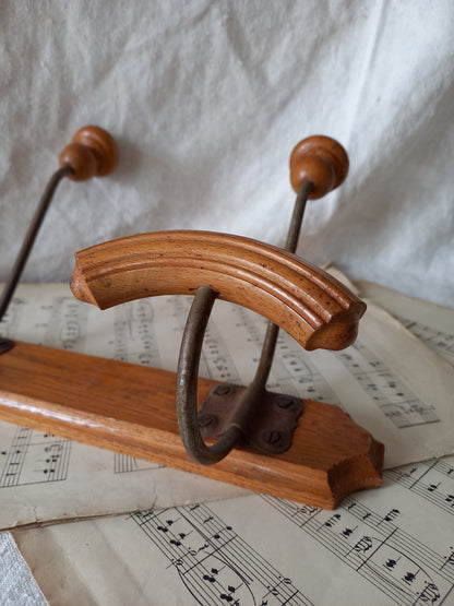 Close-up of a French vintage coat and hat rack
