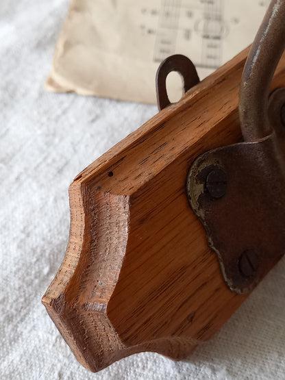 Close-up of French vintage coat and hat rack.
