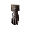 French antique door knocker made from cast iron, female hand door knocker