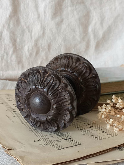 French antique decorative cast iron door pull 
