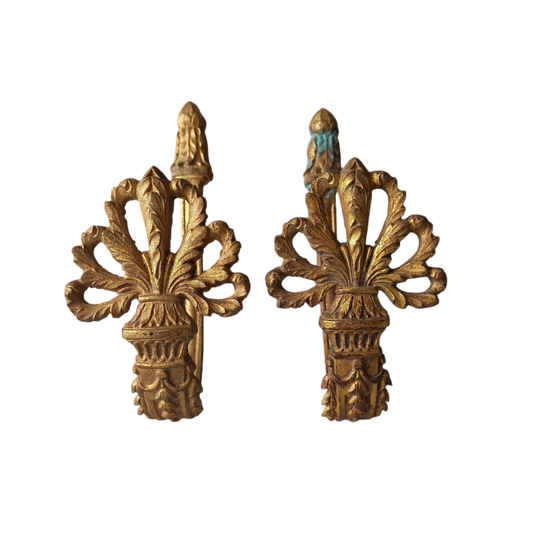 French antique decorative curtain hold backs or tie backs made from brass, bronze