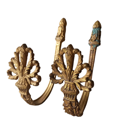 French antique decorative curtain hold backs or tie backs made from brass, bronze