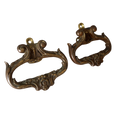 A stunning pair of French antique highly decorative bronze/brass drawer handles that have the maker's numbers to the rear, and are heavy, quality pieces that will be the wonderful finishing touch to a piece of furniture.