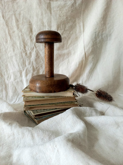 A beautiful French vintage/antique wooden hat stand/milliner's stand. This hand-made hat stand is a short, solid and sturdy piece with some good weight to it that will make a great piece of home decor in any interior, especially those inspired by rustic, country and farmhouse decor.