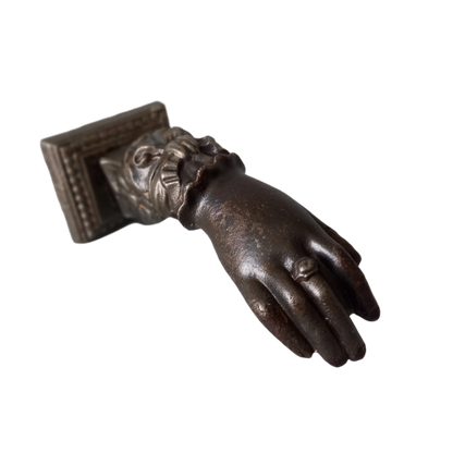 French antique woman's hand door knocker made from decorative cast iron