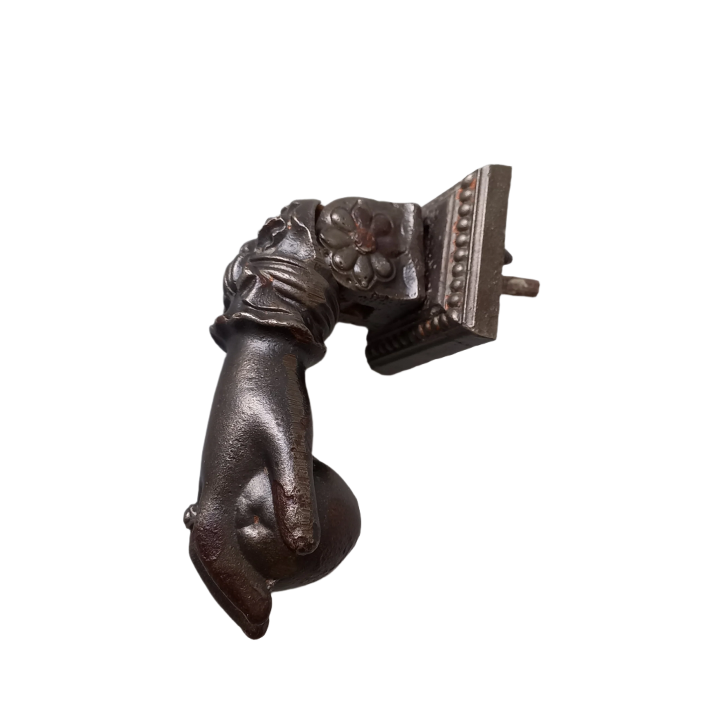 French antique woman's hand door knocker made from decorative cast iron