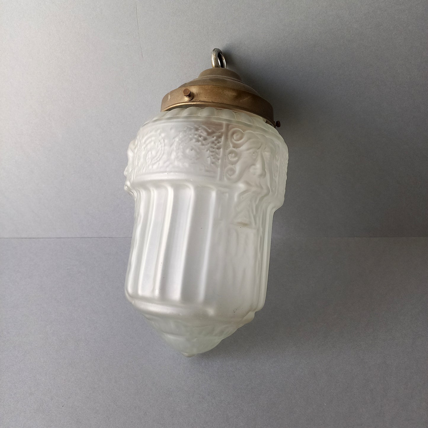 Small art deco decorative hanging lamp with decorative frosted glass lampshade