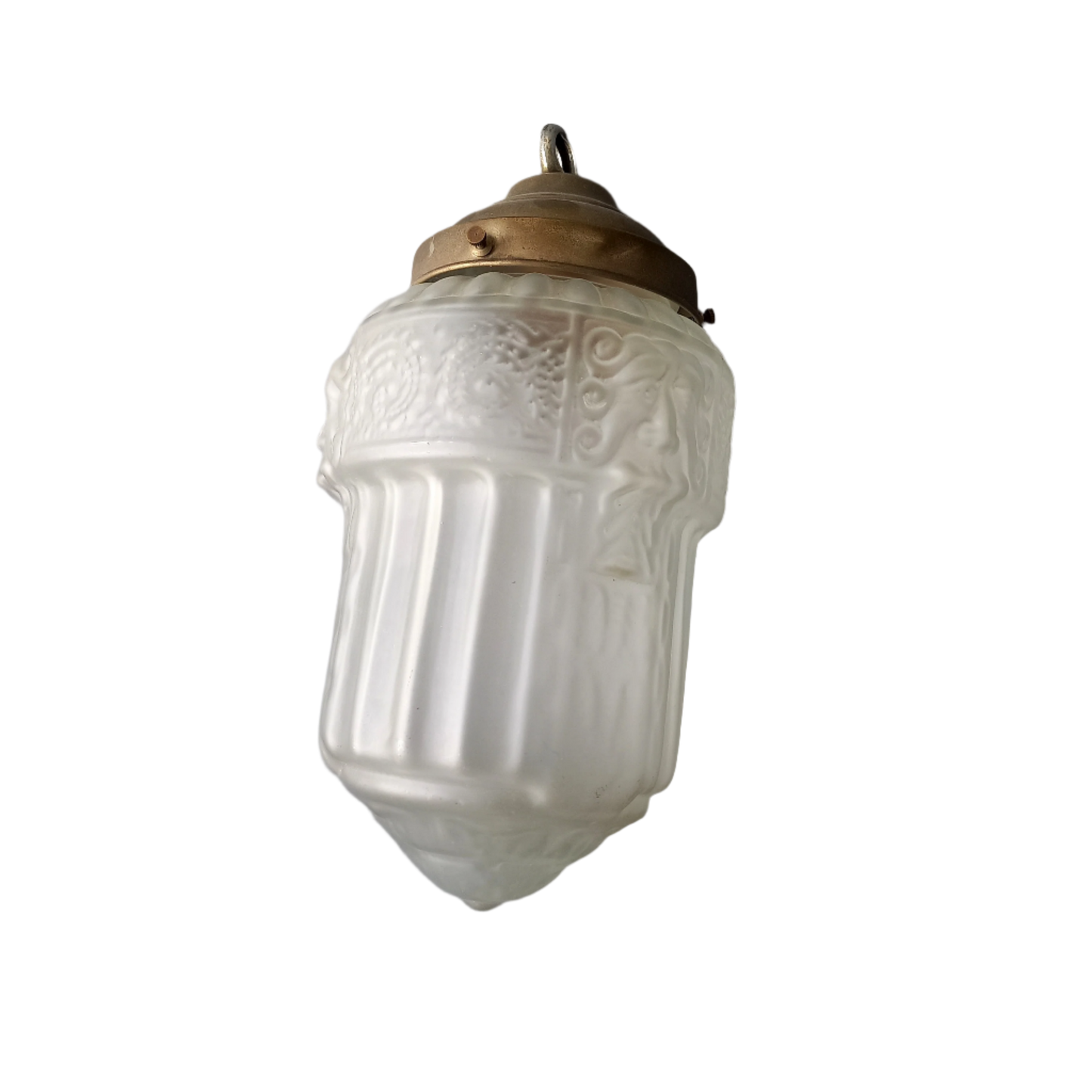 Small art deco decorative hanging lamp with decorative frosted glass lampshade