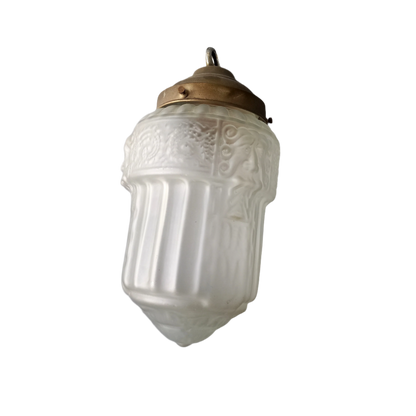 Small art deco decorative hanging lamp with decorative frosted glass lampshade