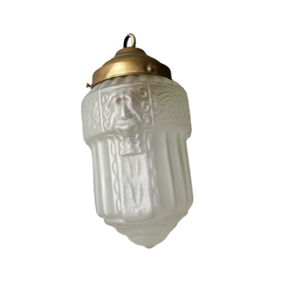 Small art deco decorative hanging lamp with decorative frosted glass lampshade