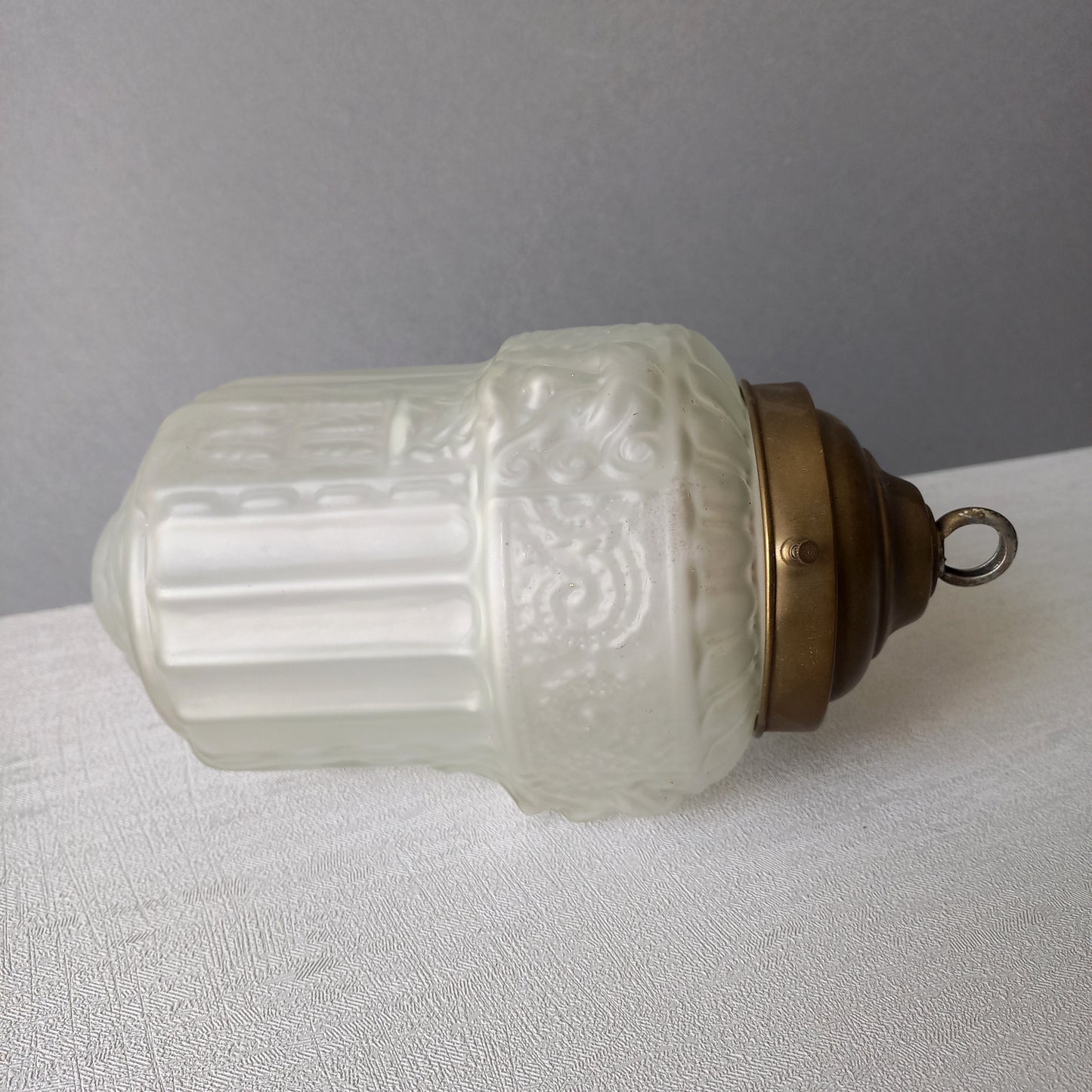 Small art deco decorative hanging lamp with decorative frosted glass lampshade