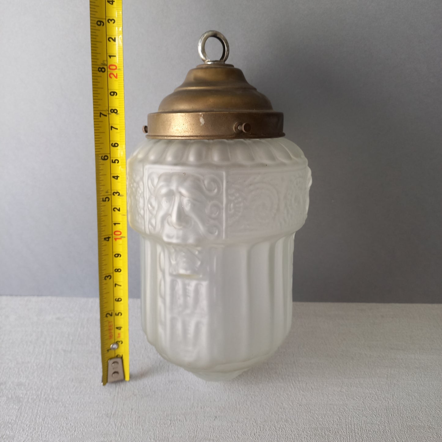 Small art deco decorative hanging lamp with decorative frosted glass lampshade