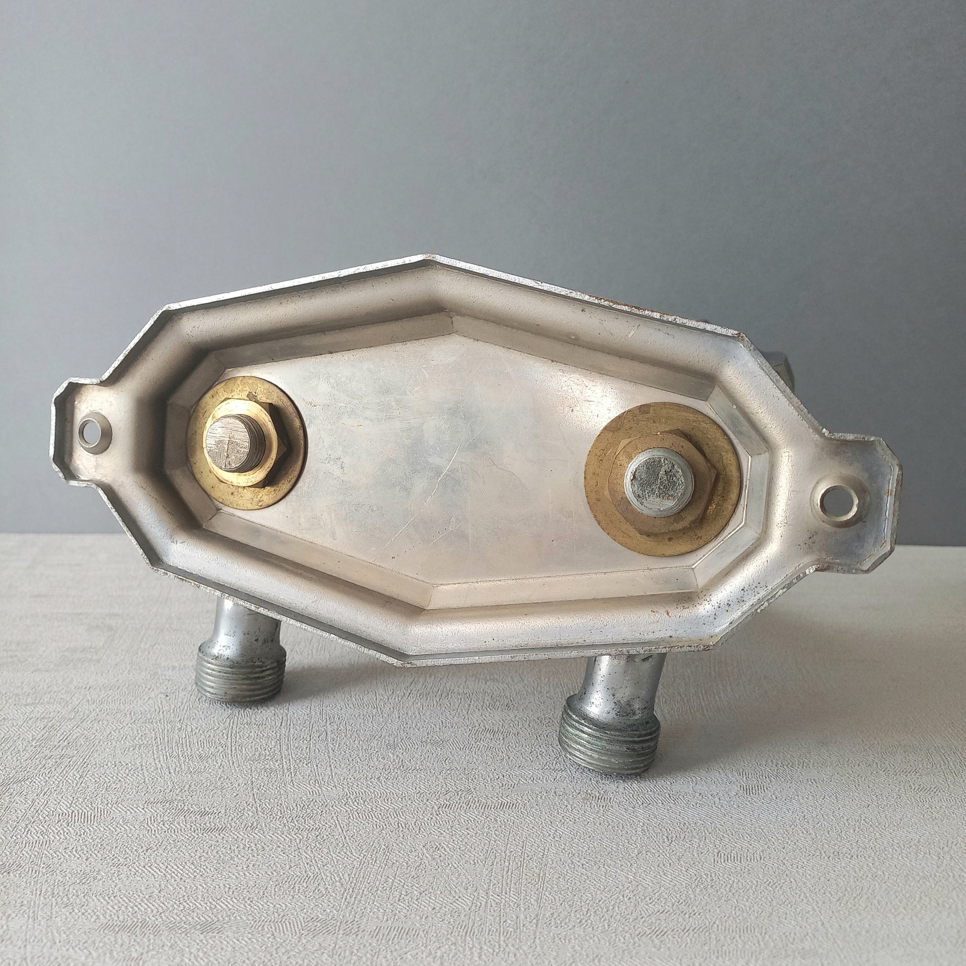 Stylish French vintage hot and cold faucet taps that are heavy, quality pieces probably dating from the 1930s time-frame. These old taps are being sold only as a restoration piece or project.