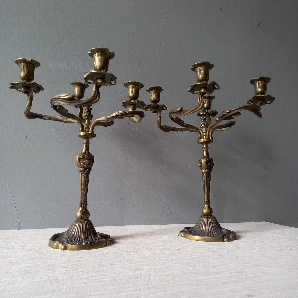LARGE vintage candle holders, art nouveau style
