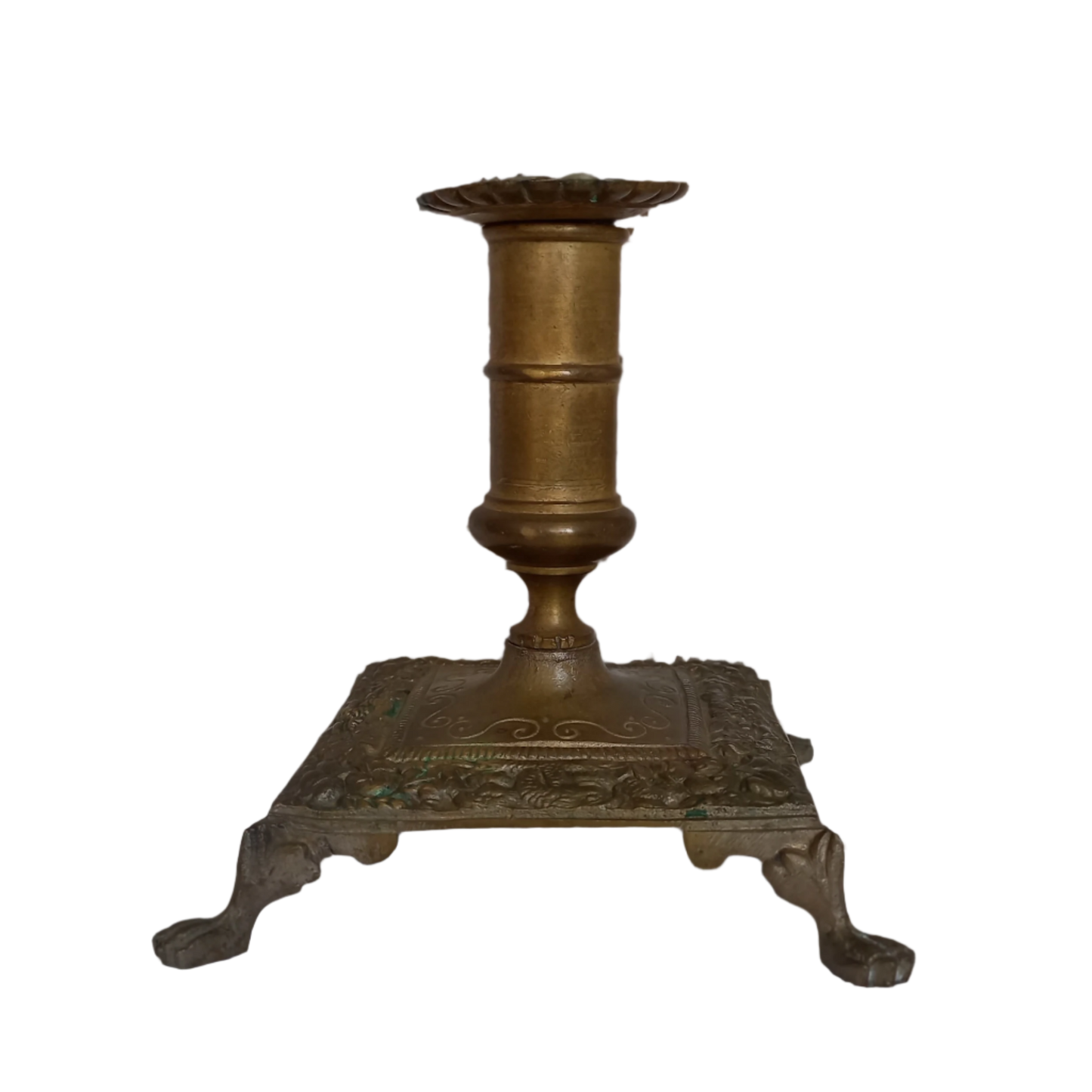 Small decorative antique candle stick holder with four little feet