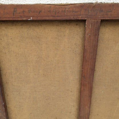 An exciting find and truly fabulous French vintage/antique oil painting depicting the old bridges of Espalion, Aveyron in France. The painting is signed Henri Le Clerc. Stretched canvas on wooden frame; to the rear on the wooden stretcher in very faded pencil is the location - my google search bought up a current view of this scene and little has changed. There is no date, although I guesstimate this painting to have been created in the early to mid 20th century.