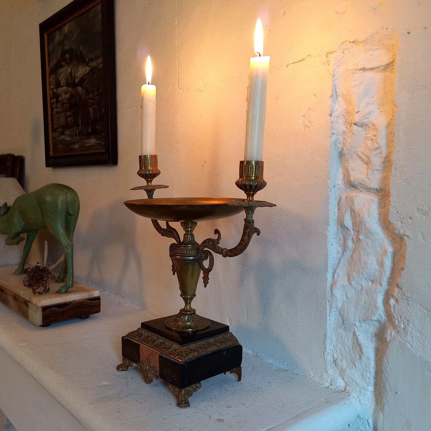 French antique double candle holder for two candles