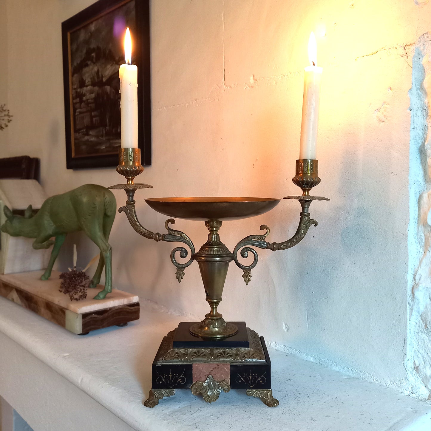 French antique double candle holder for two candles