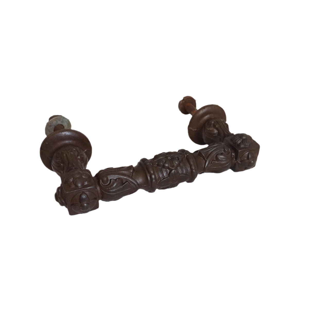 Large antique decorative cast iron door handle or door pull from France, door decor
