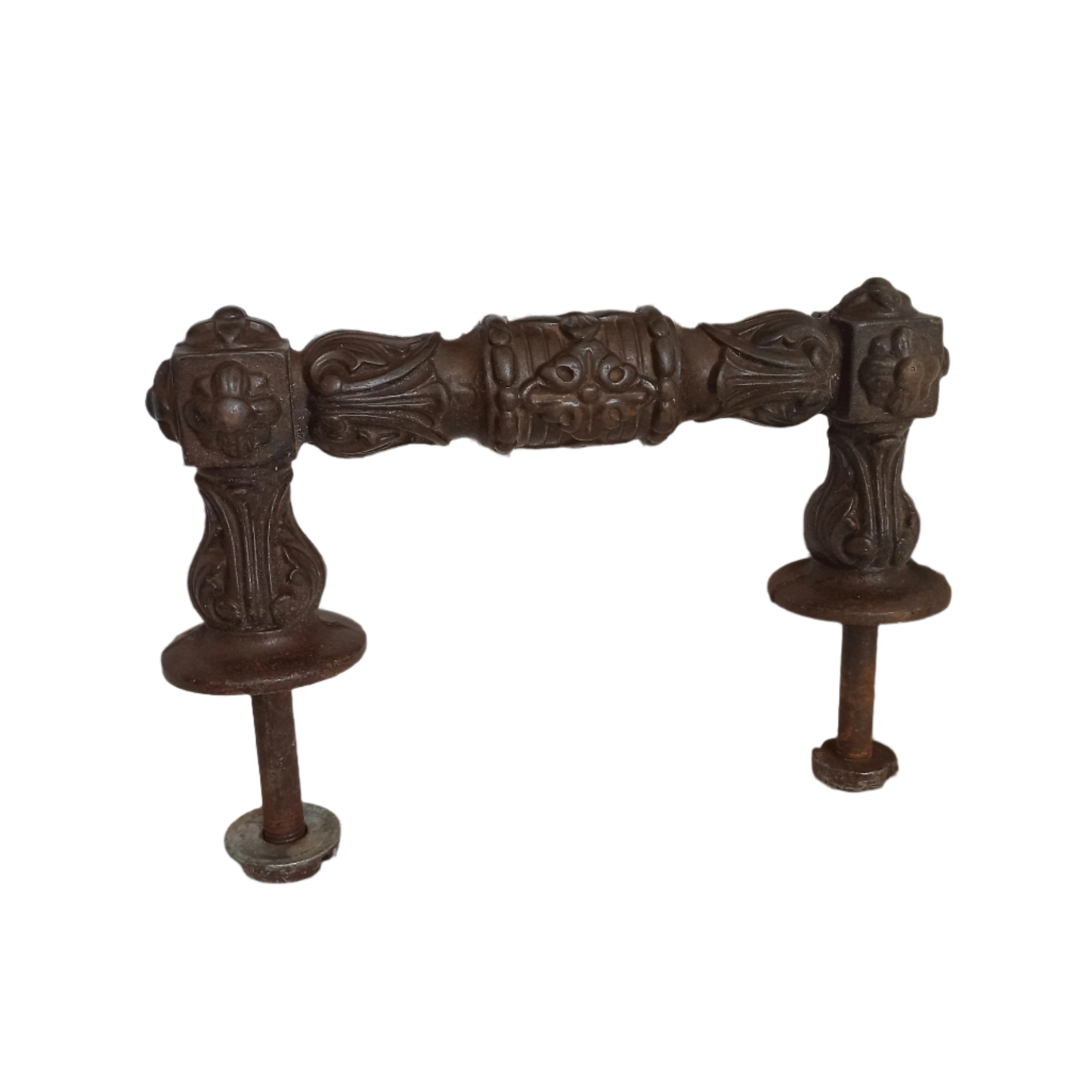 Large antique decorative cast iron door handle or door pull from France, door decor