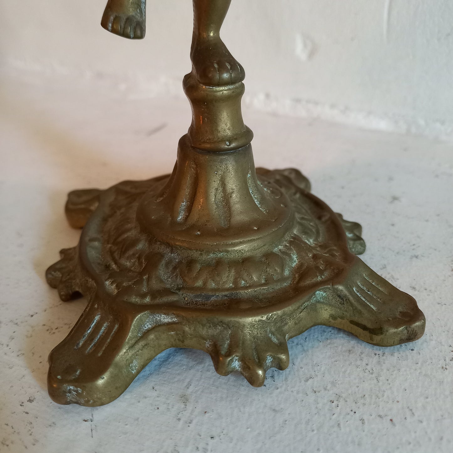 Vintage brass cherub double candlestick holder