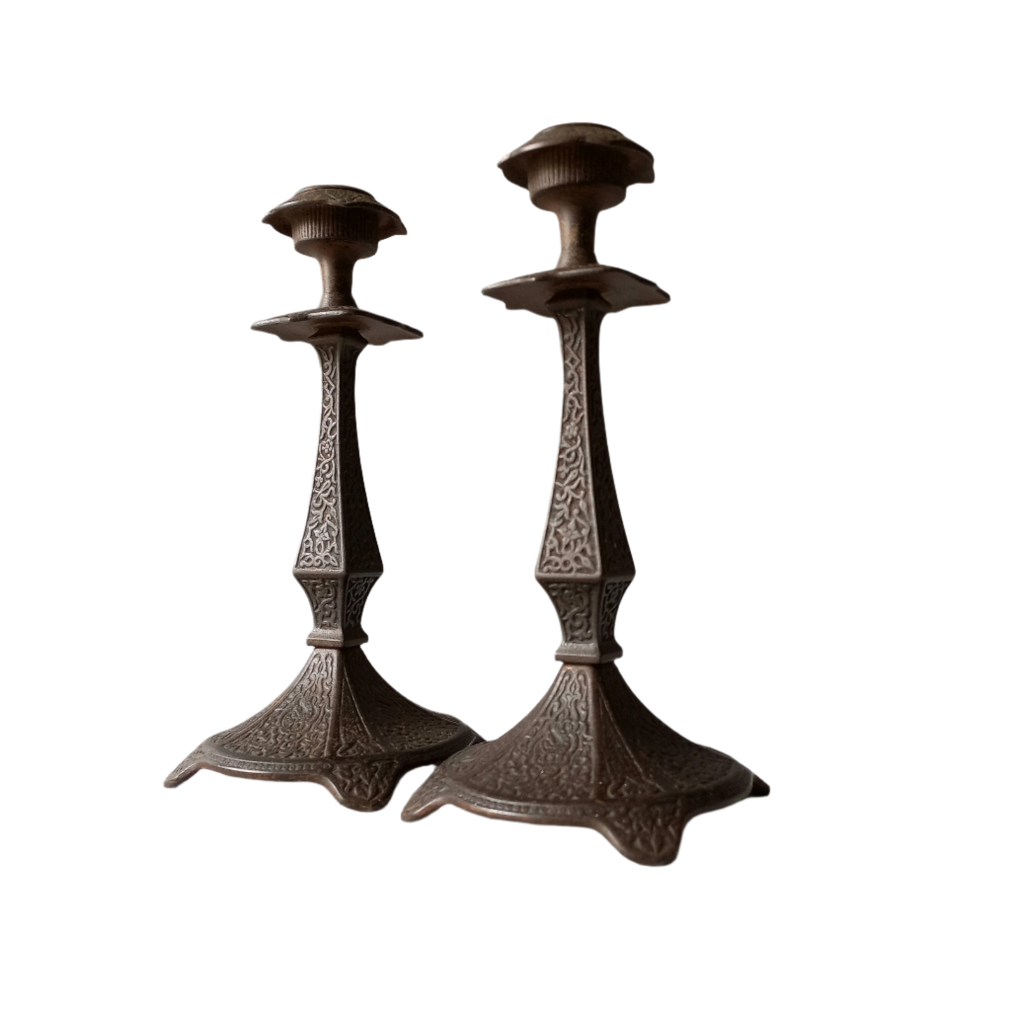 Antique metal candle holders, decorative antique candlestick holders