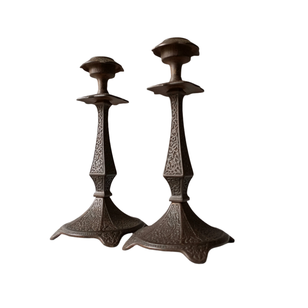 Antique metal candle holders, decorative antique candlestick holders