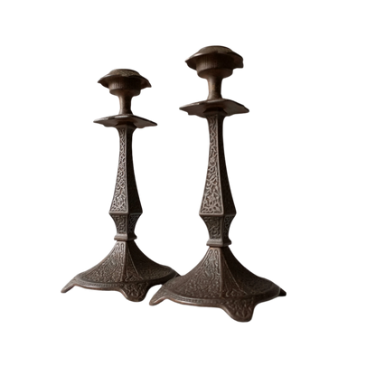 Antique metal candle holders, decorative antique candlestick holders
