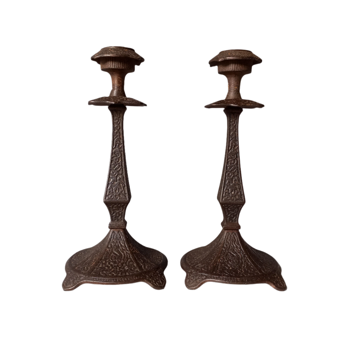 Antique metal candle holders, decorative antique candlestick holders