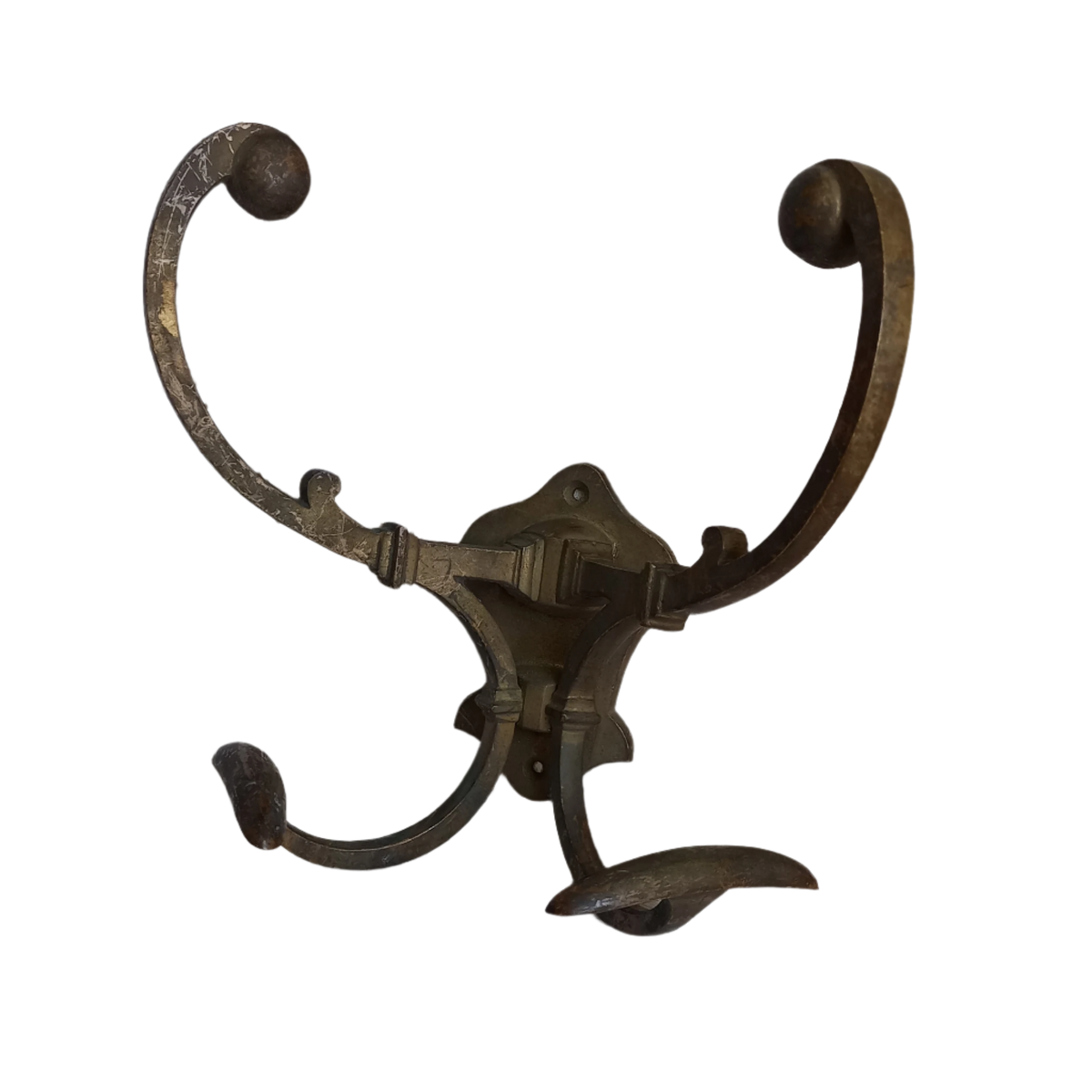 Double metal coat and hat hook, French antique coat hooks, vintage coat hangers