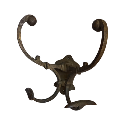 Double metal coat and hat hook, French antique coat hooks, vintage coat hangers