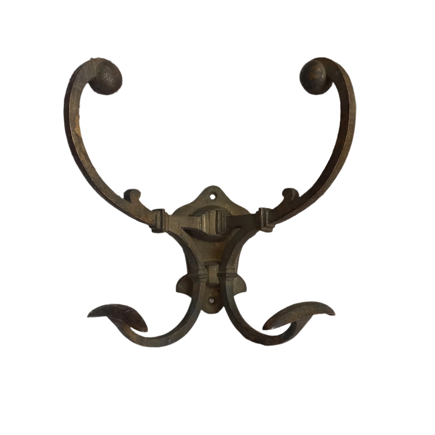 Double metal coat and hat hook, French antique coat hooks, vintage coat hangers