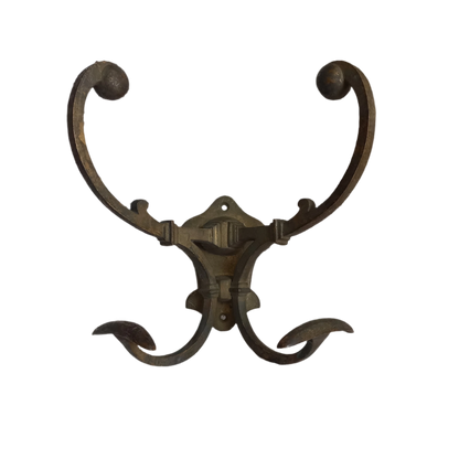 Double metal coat and hat hook, French antique coat hooks, vintage coat hangers
