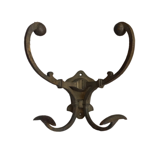 Double metal coat and hat hook, French antique coat hooks, vintage coat hangers