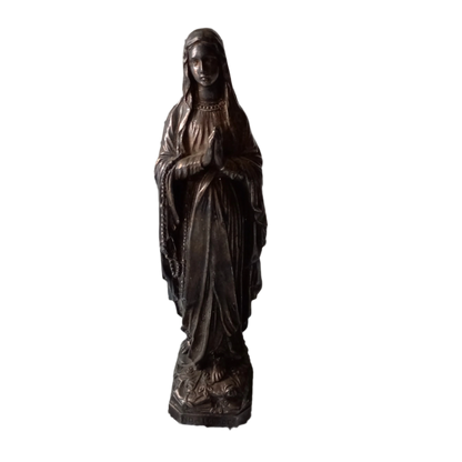 Small Virgin Mary religious figurine made from metal