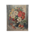 Vintage floral oil painting on stretched canvas