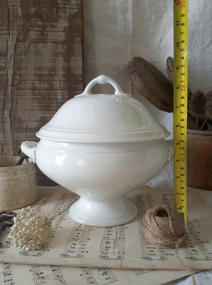 French Antique White Ironstone Soup Tureen