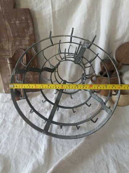 A large French vintage metal/zinc bottle dryer known as a 'hedgehog' 