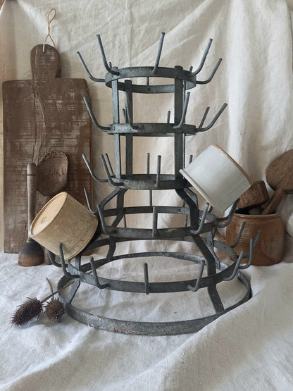 A large French vintage metal/zinc bottle dryer known as a 'hedgehog' 