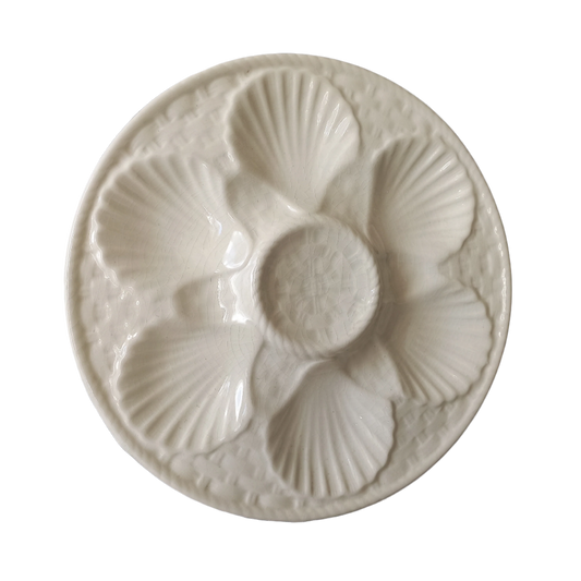 French Vintage Oyster Plate In Creamy White Colour